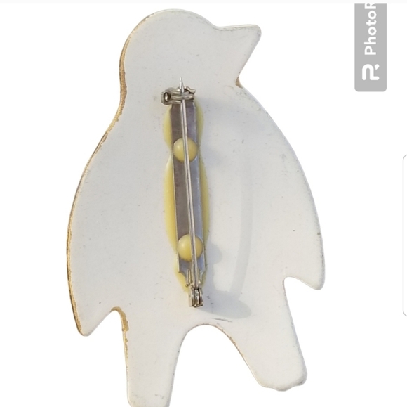 LARGE CERAMIC & HANDGLAZED ENAMEL PENGUIN BROOCH - Picture 2 of 4